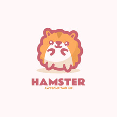 Vector Logo Illustration Hamster Mascot Cartoon Style.