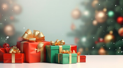 Realistic christmas background with presents