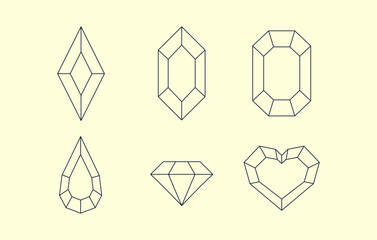 Jewels in volumetric linear style. Jewels in a modern style. 