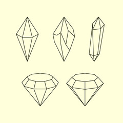 Jewels in volumetric linear style. Jewels in a modern style. 