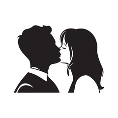 couple kissing silhouette vector illustration