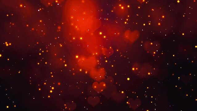 flying heart particles and twinkling glitter sparkles, valentines day, wedding, love, seamless loop animation background