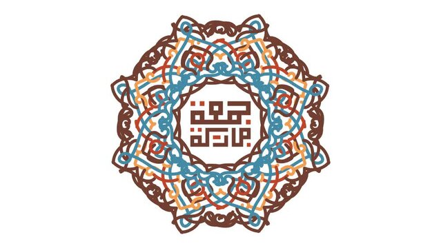 animated jummah mubarak post social media. blessed friday calligraphy