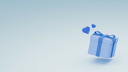 プレゼントボックスとハートの3DCGイラスト画像