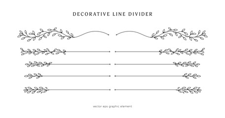 leaves vines line divider for text layout separator decoration vector element set