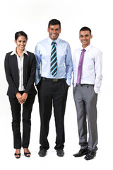 Team of three happy Indian business people.