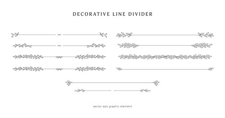 nature floral vine line divider for text layout separator decoration vector element set - obrazy, fototapety, plakaty