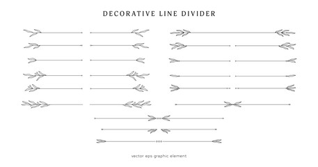 collection of decorative line divider for layout separator decoration element with nature leaf floral vine