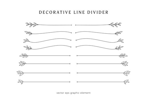 nature leaves line divider for text layout separator decoration vector element set