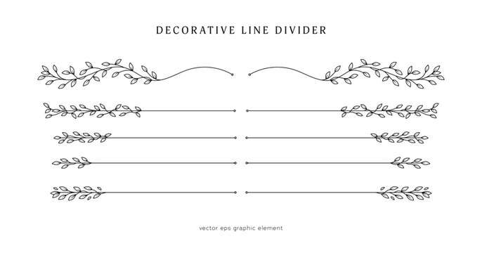 leaves vines line divider for text layout separator decoration vector element set