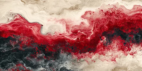 Foto op Canvas Marbled fusion of cherry red and ivory hues on a textured canvas, delivering a dynamic and organic interplay of colors © Дмитрий Симаков