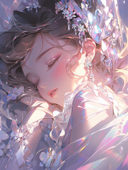Classical cute beautiful youthful shining girl avatar illustration