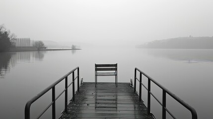 Obraz premium Black and White Pier Bridge Sea