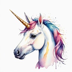Fototapeta na wymiar Watercolor unicorn