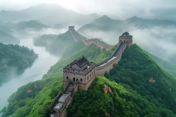 Fotobehang The Great Wall of China, scenic aerial view © Roman
