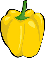 Illustration of a yellow bell pepper isolated on a white background.