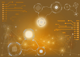technology concept. Vector illustration, computer technology dark brown color background, Connection science background