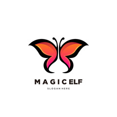 Gradient butterfly vector logotype