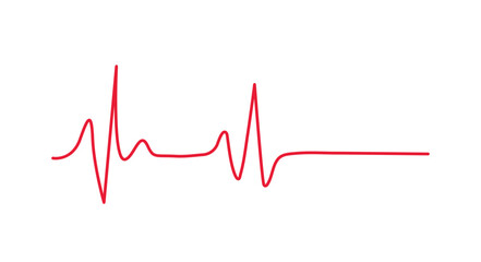 Red heartbeat line icon on white background. Pulse Rate Monitor. Vector illustration.