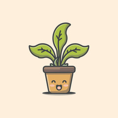 a vector illustration of a cute plant in a pot