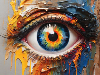 Oil Painting Multicolored Eye Wallpaper, abstract paint 
