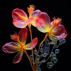 Generative AI Bladder senna Flower neon Color illustration photo