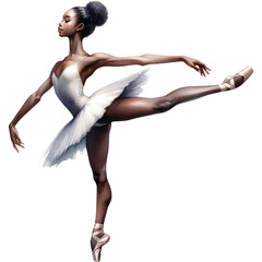 Black girl Ballerina, A watercolor painting of a ballerina Black girl performing an graceful ballet movement, PNG Clipart Transparent Background