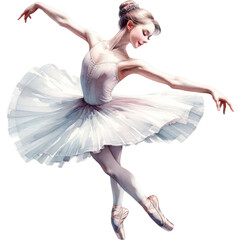 A Ballerina, A watercolor painting of a ballerina girl performing an graceful ballet movement, PNG Clipart Transparent Background - obrazy, fototapety, plakaty