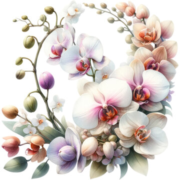 watercolor orchids floral arrangement white background clip art preview