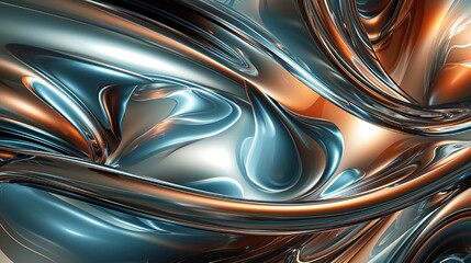 A stunning, shiny abstract composition with fluid, organic curves that intertwine and flow harmoniously, evoking a sense of wonder and contemplation.