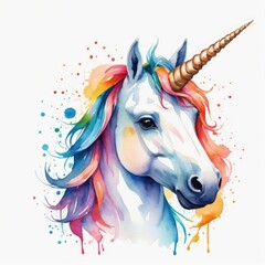 Obraz na płótnie Canvas Watercolor unicorn with watercolor splashes
