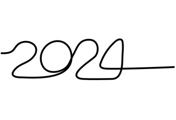 line drawing of a 2024 new year new year text 2024