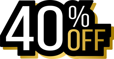 Golden 40 percent off discount promotion