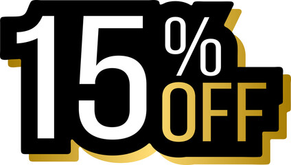 Golden 15 percent off discount promotion