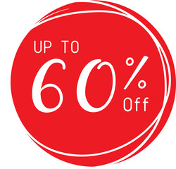 Red 60 percent off discount promotion