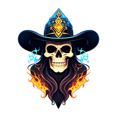 Fototapeta premium design of witch skull for sticker and t-shirt print