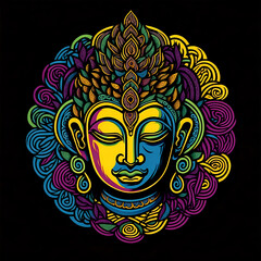 Naklejka premium colorful tribal art and folklore illustration 