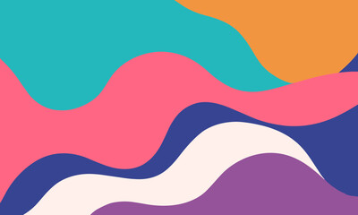 Pink-Blue-White-Yellow Gradient Color Liquid Wave Abstract Background, vector and illustration