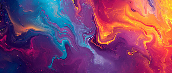 An explosive burst of vibrant hues intertwine in a mesmerizing display of abstract fractal art