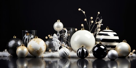 Elegant New Year's decor in black and white.