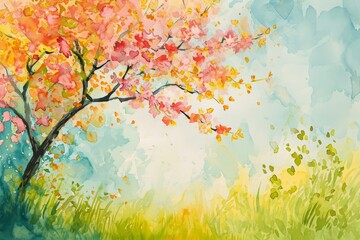 Obraz na płótnie Canvas Watercolor spring background