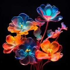 Fototapeta premium Generative AI Bryony Flower neon Color illustration photo