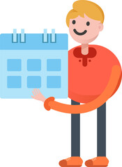 Boy Character Holding Calendar
