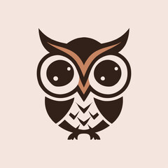 minimalist and cute vector logo of an owl