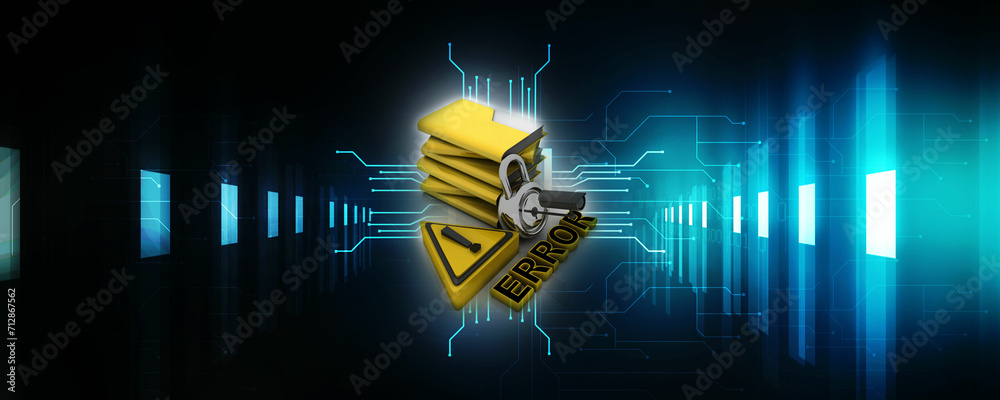 Poster 3d rendering folder protected lock