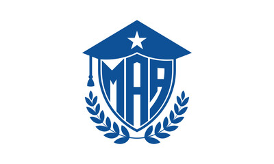 MAA three letter iconic academic logo design vector template. monogram, abstract, school, college, university, graduation cap symbol logo, shield, model, institute, educational, coaching canter, tech