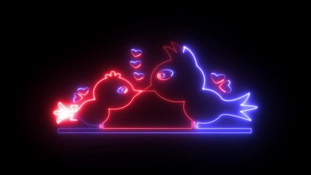 Glowing neon animated love heart background. Valentines day Animation. Romantic valentine's day background animation. 4k video neon love heart inbox animated.