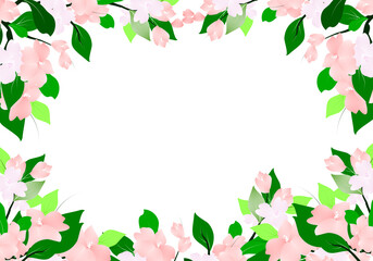Spring Flower Branch frame, Floral illustration background. Botanical flowers Border Clipart.