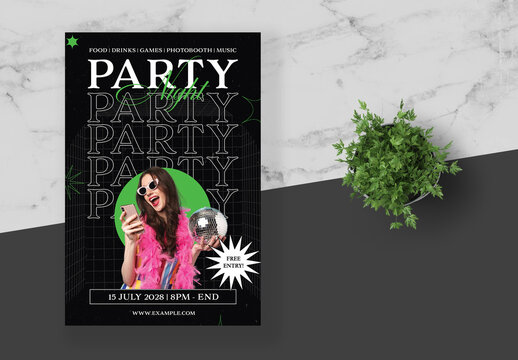 Black Green Party Posters