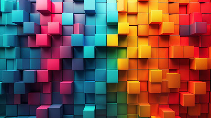 Abstract color symphony: Colorful blocks aligned in wide format, hand-edited generative AI adds a touch of artistic brilliance to this captivating composition.
